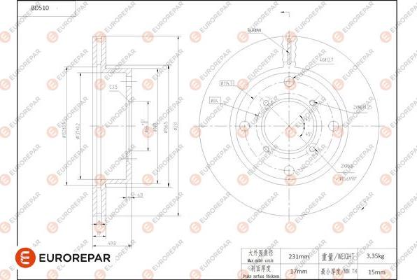 EUROREPAR 1684295280 - Гальмівний диск autozip.com.ua