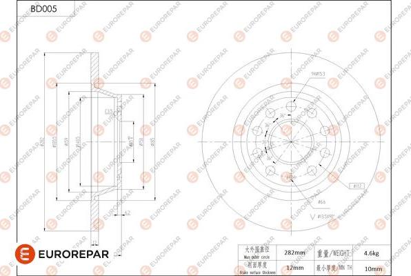 EUROREPAR 1684244780 - Гальмівний диск autozip.com.ua