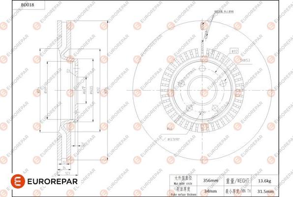 EUROREPAR 1684246080 - Гальмівний диск autozip.com.ua