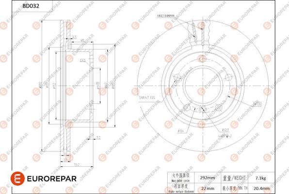 EUROREPAR 1684247480 - Гальмівний диск autozip.com.ua