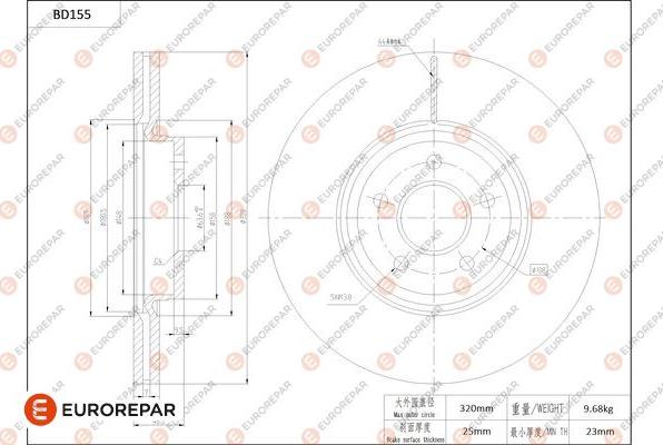 EUROREPAR 1684264780 - Гальмівний диск autozip.com.ua