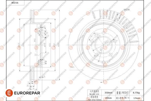 EUROREPAR 1684265880 - Гальмівний диск autozip.com.ua