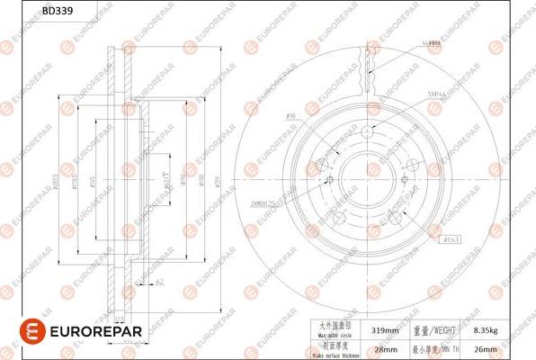 EUROREPAR 1684278180 - Гальмівний диск autozip.com.ua