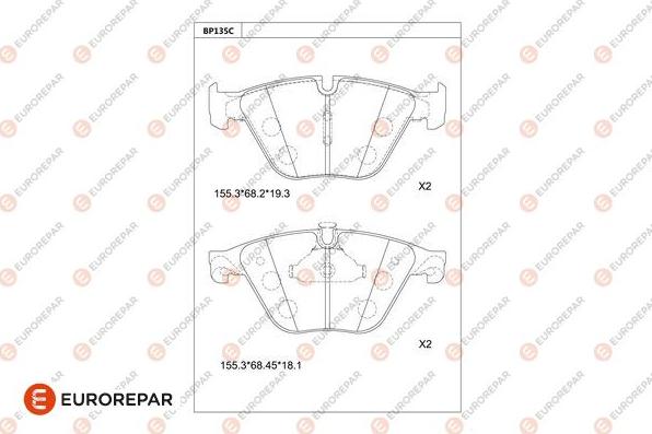 EUROREPAR 1681246180 - Гальмівні колодки, дискові гальма autozip.com.ua