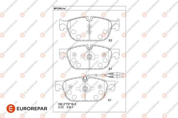 EUROREPAR 1681240480 - Гальмівні колодки, дискові гальма autozip.com.ua