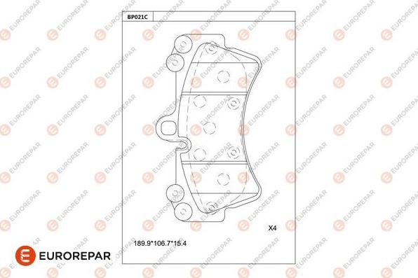 EUROREPAR 1681240580 - Гальмівні колодки, дискові гальма autozip.com.ua