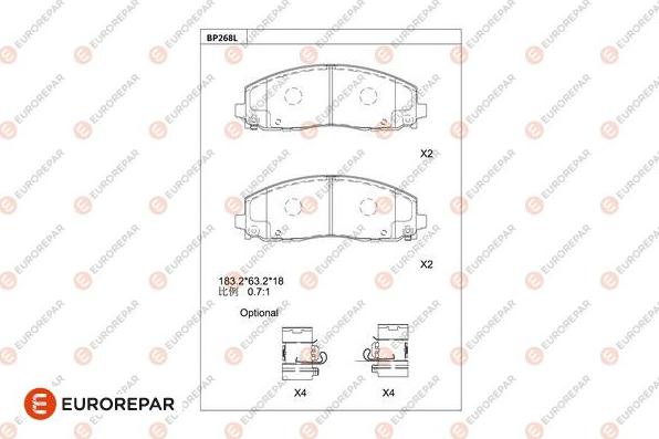 EUROREPAR 1681248780 - Гальмівні колодки, дискові гальма autozip.com.ua