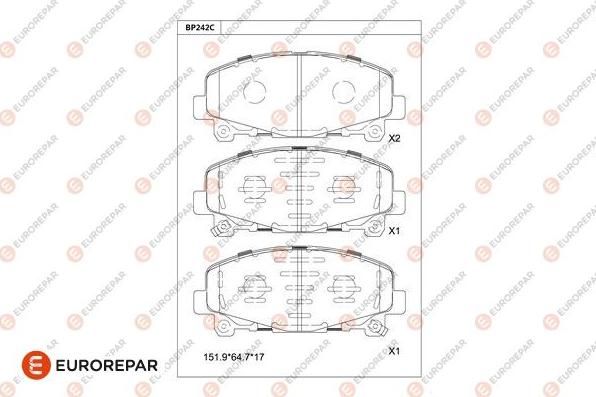 EUROREPAR 1681247880 - Гальмівні колодки, дискові гальма autozip.com.ua