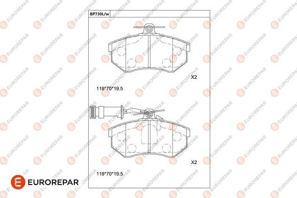 EUROREPAR 1681259780 - Гальмівні колодки, дискові гальма autozip.com.ua