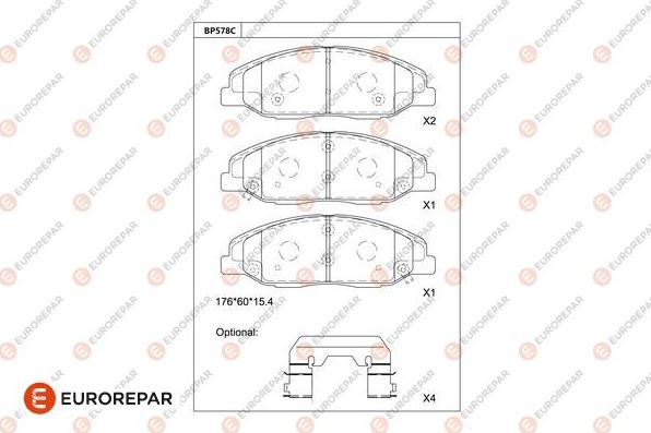 EUROREPAR 1681254380 - Гальмівні колодки, дискові гальма autozip.com.ua