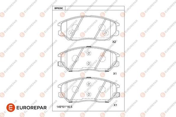 EUROREPAR 1681250380 - Гальмівні колодки, дискові гальма autozip.com.ua