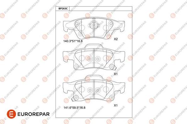 EUROREPAR 1681251680 - Гальмівні колодки, дискові гальма autozip.com.ua