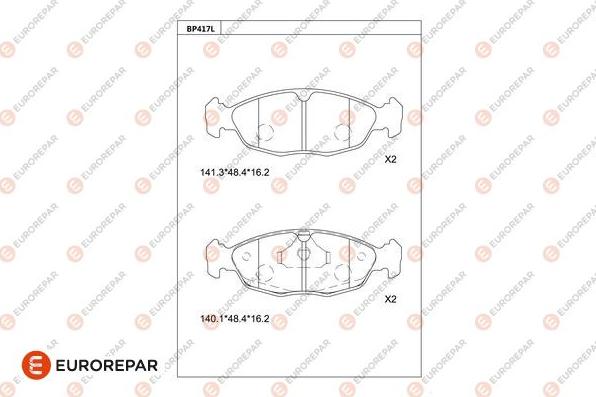 EUROREPAR 1681251880 - Гальмівні колодки, дискові гальма autozip.com.ua