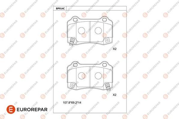 EUROREPAR 1681258980 - Гальмівні колодки, дискові гальма autozip.com.ua