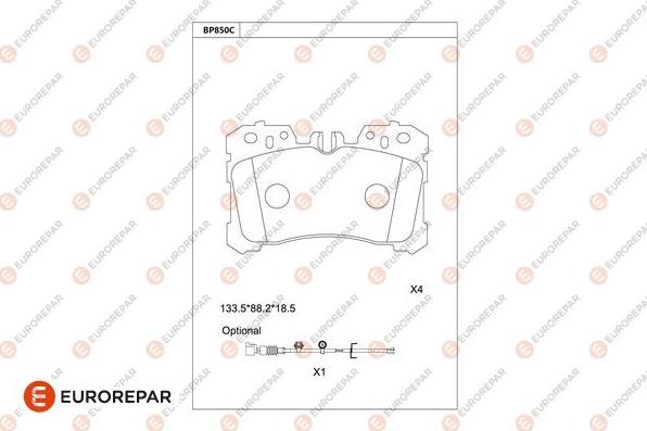 EUROREPAR 1681264380 - Гальмівні колодки, дискові гальма autozip.com.ua
