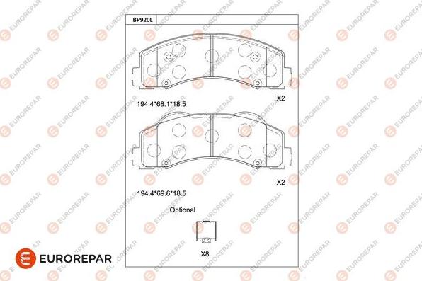 EUROREPAR 1681265480 - Гальмівні колодки, дискові гальма autozip.com.ua