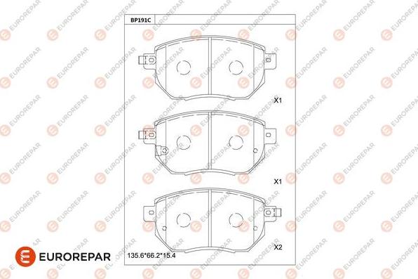 EUROREPAR 1681263180 - Гальмівні колодки, дискові гальма autozip.com.ua