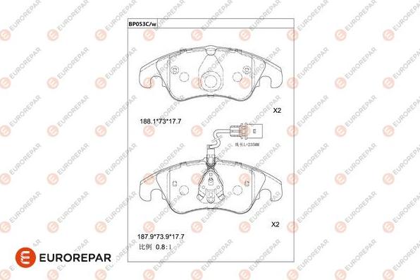 EUROREPAR 1681209580 - Гальмівні колодки, дискові гальма autozip.com.ua