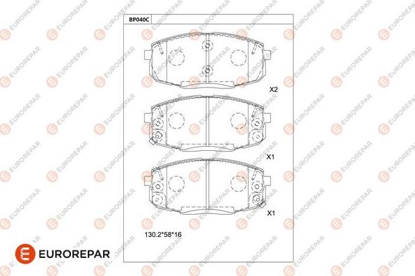 EUROREPAR 1681208380 - Гальмівні колодки, дискові гальма autozip.com.ua