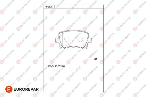 EUROREPAR 1681207680 - Гальмівні колодки, дискові гальма autozip.com.ua