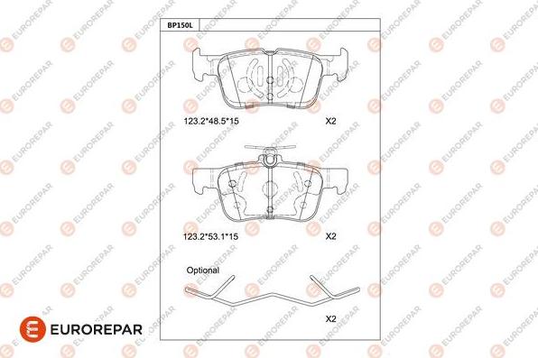 EUROREPAR 1681215380 - Гальмівні колодки, дискові гальма autozip.com.ua