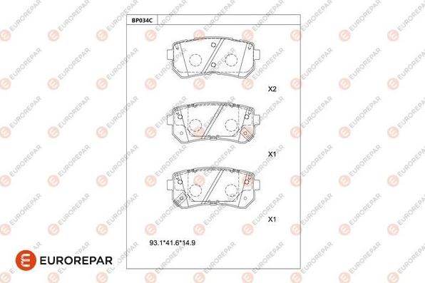 EUROREPAR 1681211480 - Гальмівні колодки, дискові гальма autozip.com.ua