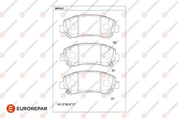 EUROREPAR 1681211680 - Гальмівні колодки, дискові гальма autozip.com.ua