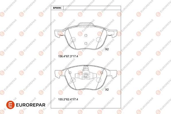 EUROREPAR 1681218180 - Гальмівні колодки, дискові гальма autozip.com.ua