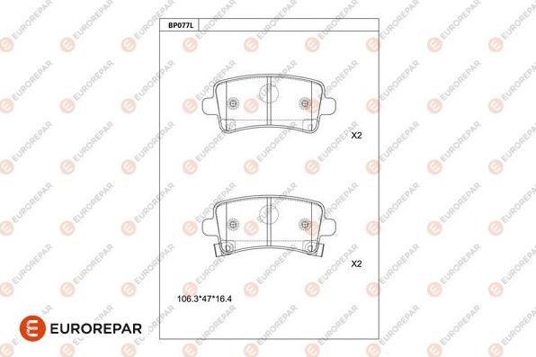EUROREPAR 1681213880 - Гальмівні колодки, дискові гальма autozip.com.ua