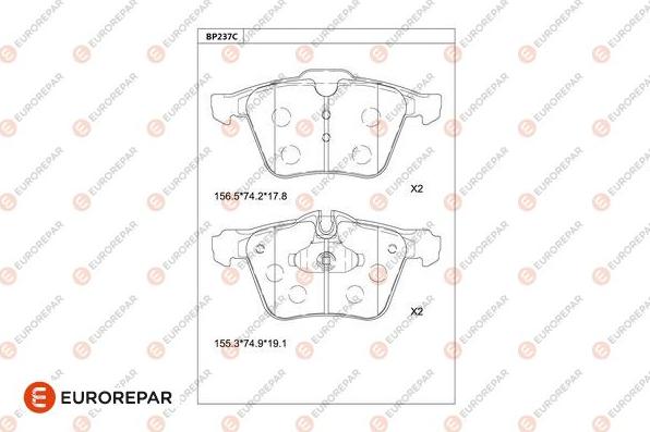 EUROREPAR 1681289480 - Гальмівні колодки, дискові гальма autozip.com.ua