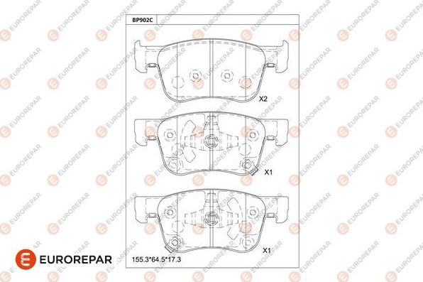 EUROREPAR 1681238380 - Гальмівні колодки, дискові гальма autozip.com.ua