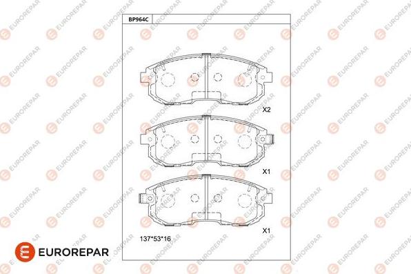 EUROREPAR 1681229080 - Гальмівні колодки, дискові гальма autozip.com.ua