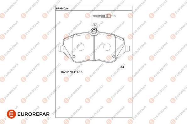 EUROREPAR 1681275380 - Гальмівні колодки, дискові гальма autozip.com.ua