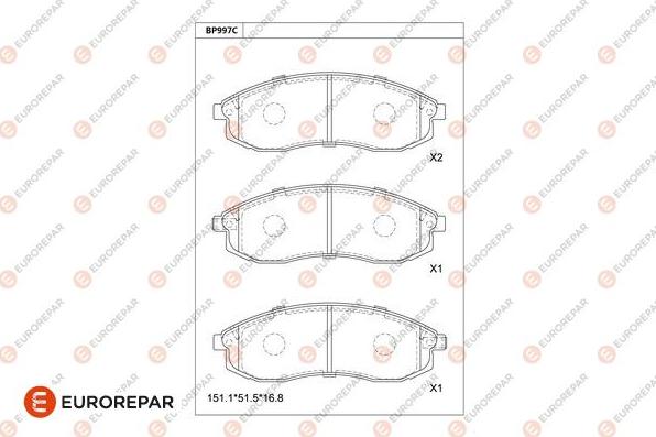 EUROREPAR 1681276080 - Гальмівні колодки, дискові гальма autozip.com.ua