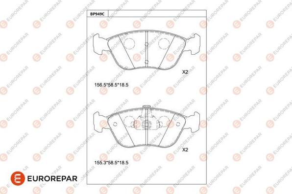 EUROREPAR 1681276880 - Гальмівні колодки, дискові гальма autozip.com.ua