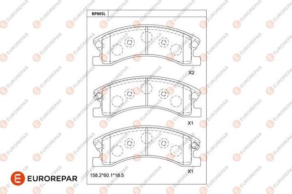 EUROREPAR 1681276780 - Гальмівні колодки, дискові гальма autozip.com.ua