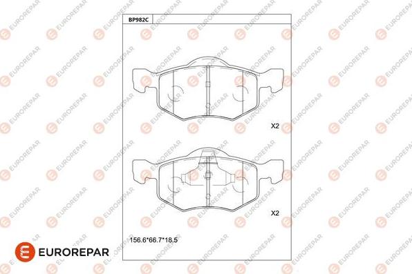 EUROREPAR 1681271980 - Гальмівні колодки, дискові гальма autozip.com.ua