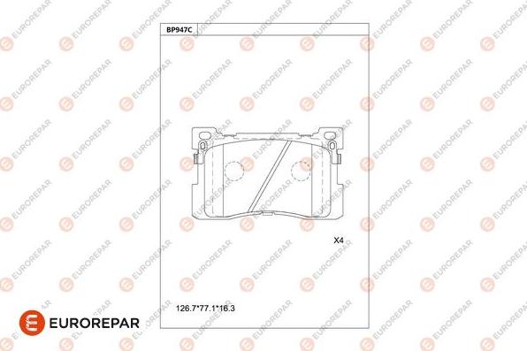 EUROREPAR 1681271480 - Гальмівні колодки, дискові гальма autozip.com.ua