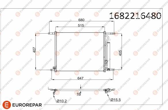 EUROREPAR 1682216480 - Конденсатор, кондиціонер autozip.com.ua