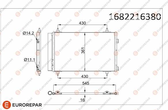 EUROREPAR 1682216380 - Конденсатор, кондиціонер autozip.com.ua