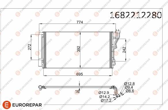 EUROREPAR 1682212280 - Конденсатор, кондиціонер autozip.com.ua