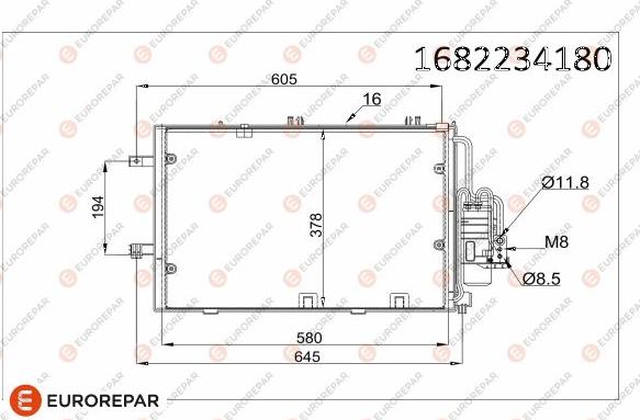 EUROREPAR 1682234180 - Конденсатор, кондиціонер autozip.com.ua