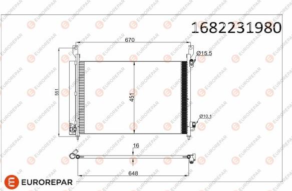 EUROREPAR 1682231980 - Конденсатор, кондиціонер autozip.com.ua