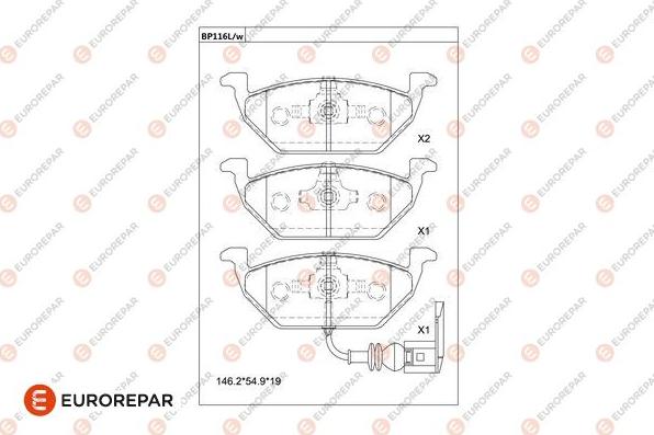 EUROREPAR 1677811980 - Гальмівні колодки, дискові гальма autozip.com.ua