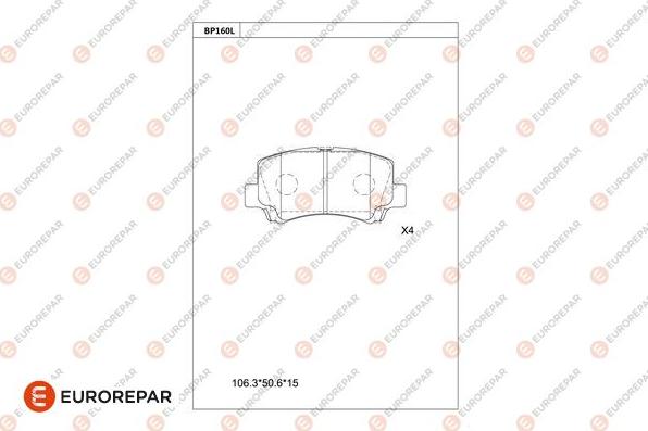 EUROREPAR 1677813080 - Гальмівні колодки, дискові гальма autozip.com.ua