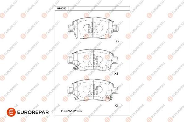 EUROREPAR 1677812380 - Гальмівні колодки, дискові гальма autozip.com.ua