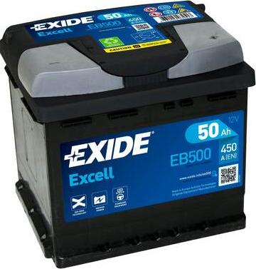 Exide EB500 - Аккумулятор   50Ah-12v Exide EXCELL207х175х190.R.EN450 autozip.com.ua