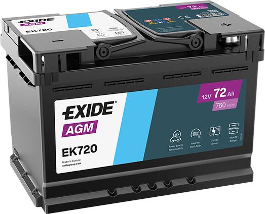 Exide EK720 - Стартерна акумуляторна батарея, АКБ autozip.com.ua
