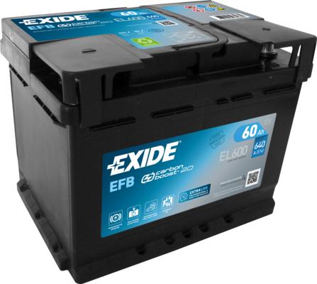 Exide EL600 - Аккумулятор   60Ah-12v Exide EFB 242х175х190.R.EN640 autozip.com.ua
