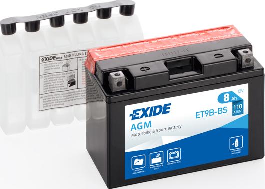 Exide ET9B-BS - Стартерна акумуляторна батарея, АКБ autozip.com.ua